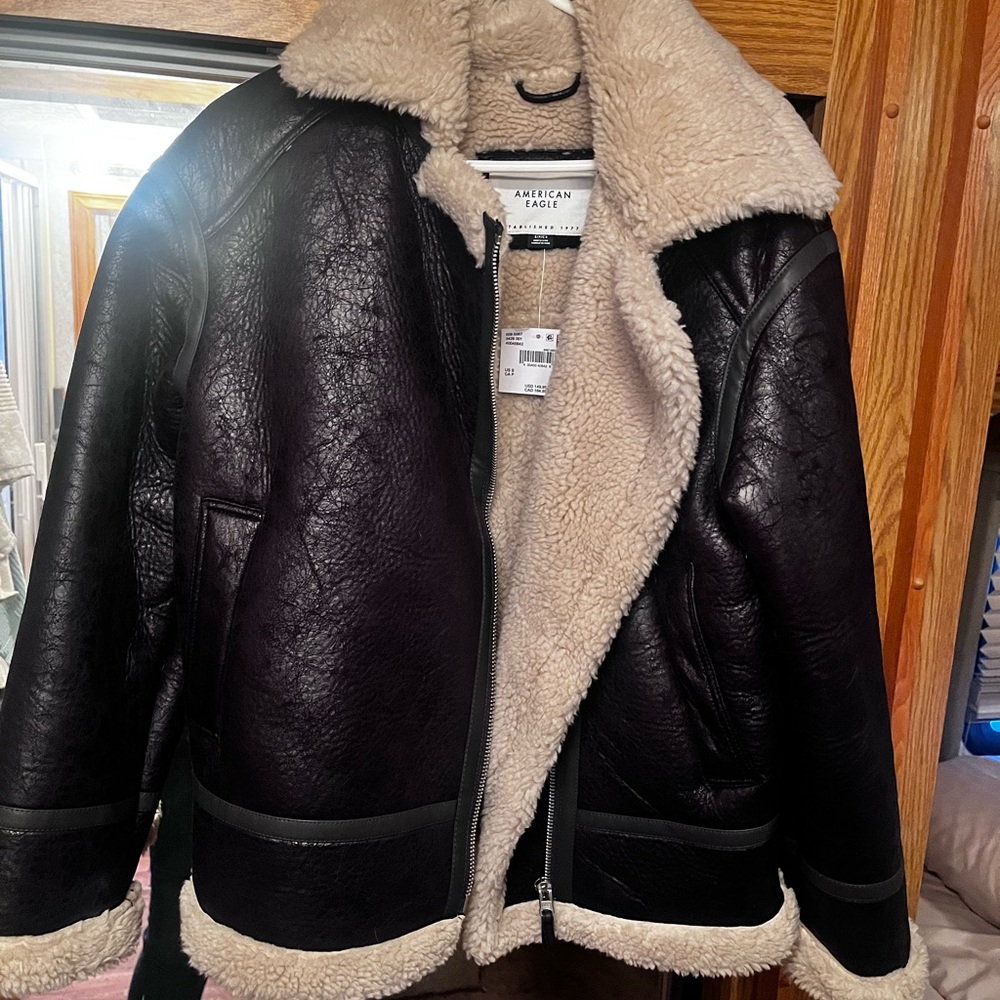 American Eagle Black Shearling Jacket